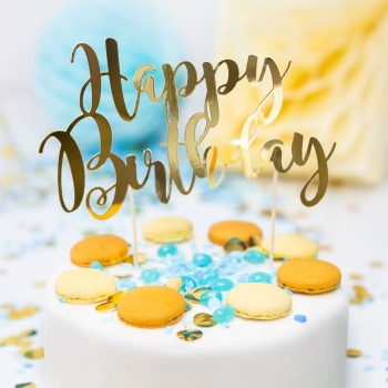 Cake Topper - Happy Birthday - Gold